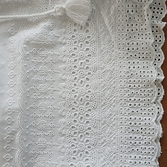 Faded Glory White Eyelet Lace Scalloped hem drawstring shorts, Lined Sz 16 - Picture 3 of 6